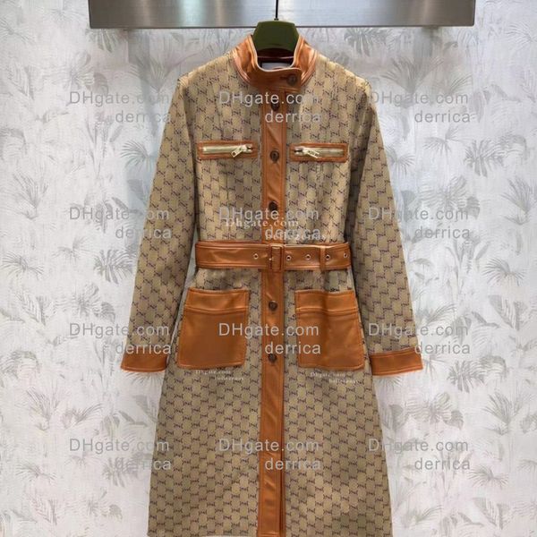 Designer de luxo das mulheres trench coats jaquetas mulher letras completas solto cinto casaco feminino casual longo trenchs casaco