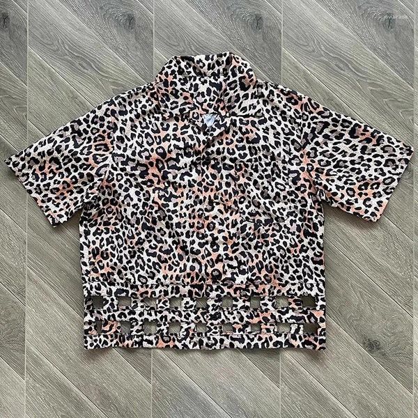 Camisas casuais masculinas Kapital Kountry Kazuhiro Hirata Camisa havaiana de manga curta com estampa de leopardo para homens e mulheres