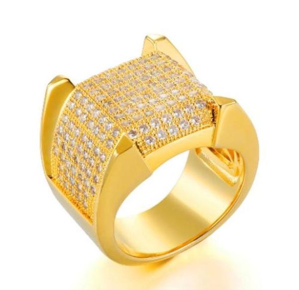 Neue personalisierte 18K vergoldete Herren-Diamant-Eis-Out-Mann-Ringe, Zirkonia, Hip-Hop-Rapper, Pinky-Ring für Männer, Schmuck, Geschenke fo2959569