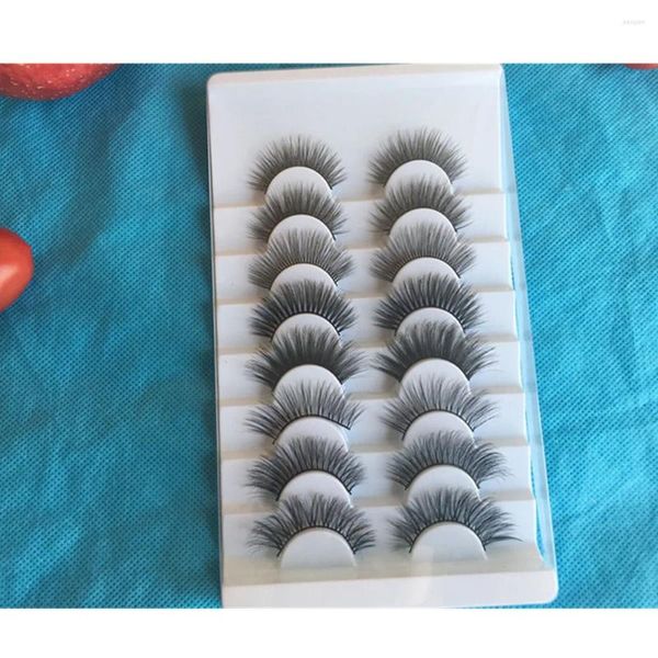 Cílios Postiços 8 Pares 3D Natural 15-20mm Kit de Maquiagem Mink Lashes Extensão Falsa Maquiagem Rápida