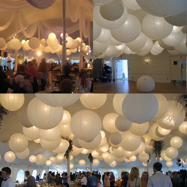 3060 pçs lanternas de papel chinês decoração do casamento lanterna elegante bola branca lampion pendurado abajur festa decoração do chuveiro do bebê 240127
