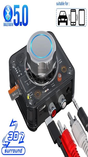 Bluetooth 5.0 O Alıcı 3D Stereo Müzik Kablosuz Adaptör TF Kart RCA 3.5mm 3.5 Aux Jack Otomobil Kiti Kablolu Hoparlör Kulağı 4458738
