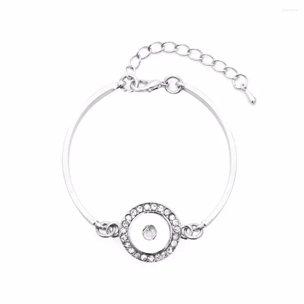 Charm Bilezik Moda Büyüleyici Rhinesonte Basit Metal Snap Bileklik Bileklik 18cm Fit 12mm Düğmeler Takı Toptan SG0081