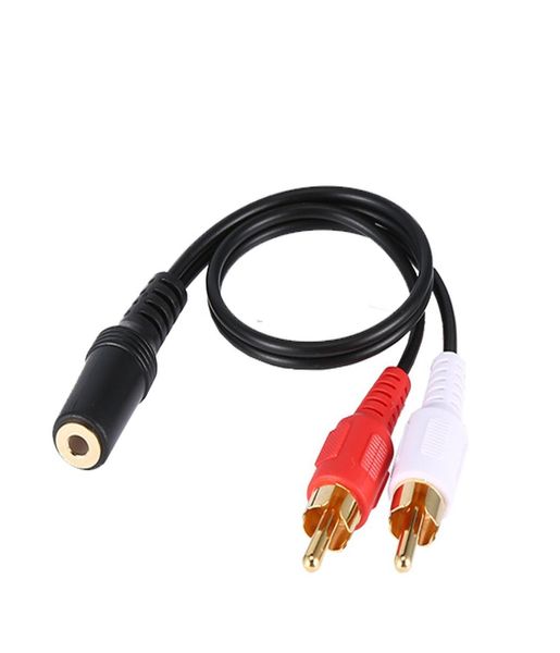 Suozun universal 3.5mm estéreo áudio fêmea jack para 2 rca macho soquete para fone de ouvido 3.5 y cabo adaptador 50cm7756303