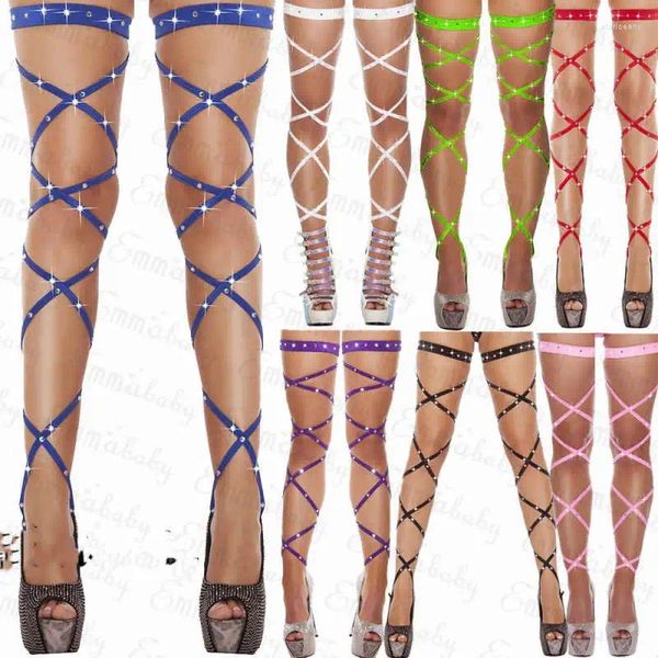 Frauen Socken Kristall Verband Sexy Strümpfe Strass Fishnet Oberschenkel Hoch Über Knie Strumpf Strumpfhosen Sommer Club Dessous