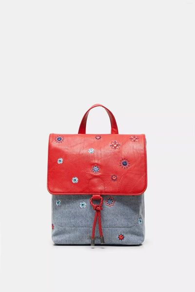 Schultaschen Spanisch Casual Mode Frauen Nähen Stickerei Rucksack Pu Canvas