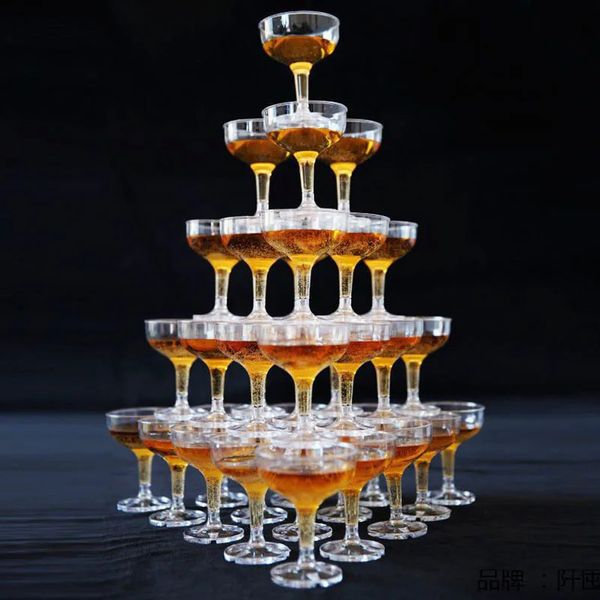 Hochzeit Champagner Turm Becher Kelch Feier Eröffnung Bar Weingläser Zubehör verdickter Acryl-Kunststoff 2235 Stück 240127