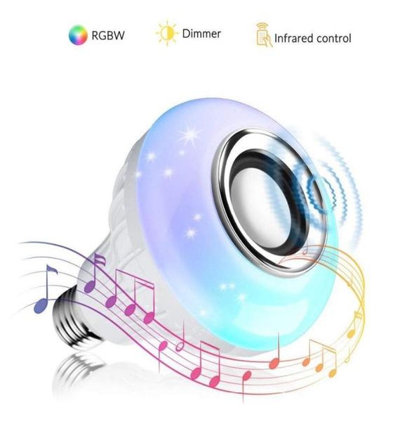 Alto-falante Bluetooth sem fio + 12W cor regulável RGB lâmpada LED 110V 220V Smart Led Light Music Player o com controle remoto por Tuya App8247784