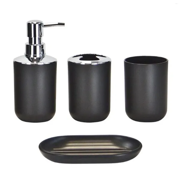 Conjunto acessório de banho 4 pcs acessórios do banheiro garrafa líquida autônomo suporte de escova de dentes fácil limpo saboneteira tumbler economia de espaço anti