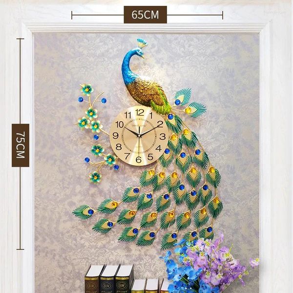 Orologi da parete Pavone Batteria Grande Orologio Appeso Oro Grande Design di Lusso Horloge Murale Relogio De Parede Digital Home Decor