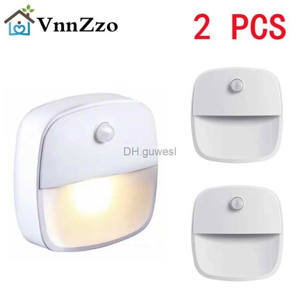 Luzes noturnas 2 Pcs LED Sensor de Movimento Luz Noturna Baterias Lâmpada Alimentada Sensor Sem Fio Economia de Energia Luz da Sala Lâmpada de Indução Corporal YQ240207