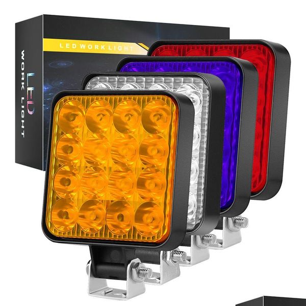 Barras de luz Luzes de trabalho que vendem fabricantes de carro por atacado LED Trabalho 12V Mini Plástico Quadrado 16 48W Assistência de Condução Modificado Dhtap