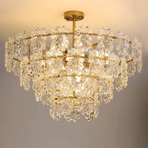 Lustres de cristal flor iluminação moderna lâmpada pingente para teto sala estar jantar decorações casa pendurado luzes luminária