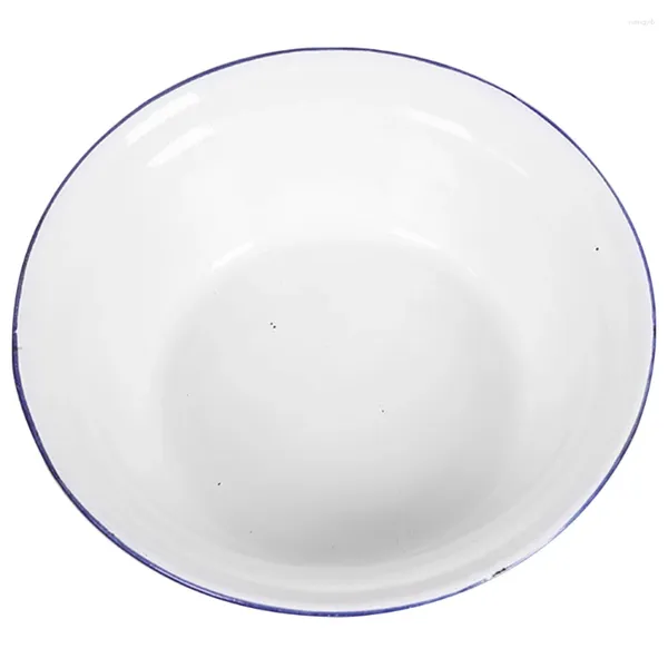 Conjuntos de louça de jantar tigela de esmalte vintage bacia de esmalte azul 22cm salada redonda servindo estilo chinês tigelas de sopa mistura de macarrão