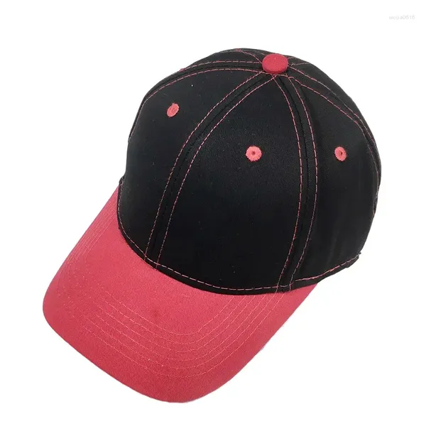 Berretto da baseball in cotone bicolore da uomo Cappello vintage da papà in tinta unita regolabile rosso nero