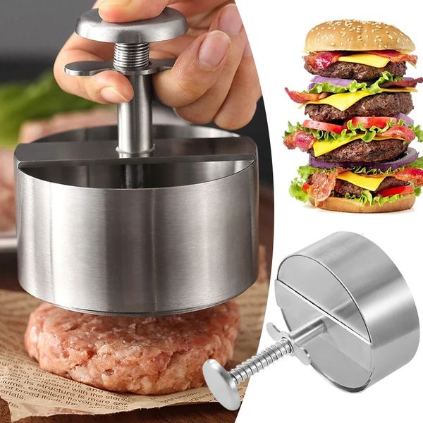 Hamburger Press Burger Patty Maker 304 Paslanmaz Çelik Yapışmaz Domuz Sığırları Burgers Elbüel Pres Kalıbı Izgara Izgara Eti Aracı 240125