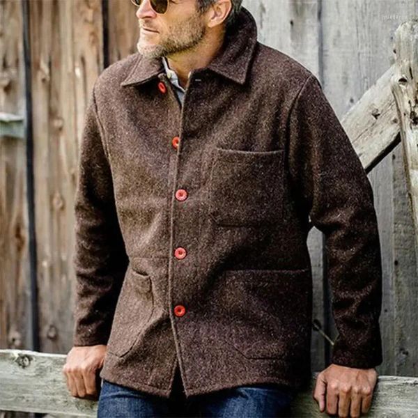 Männer Jacken Herren Vintage Jacke Marke Kleidung Männer Hohe Qualität Casual Lamm Woolen Männlich Winter Warm Halten Mäntel S-2XL