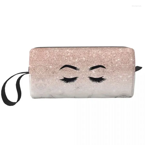 Kosmetiktaschen Gold Wimpern Glam Wimpern Make-up Tasche Beutel Männer Frauen Wimpern Girly Rose Toilettenartikel Dopp Kit