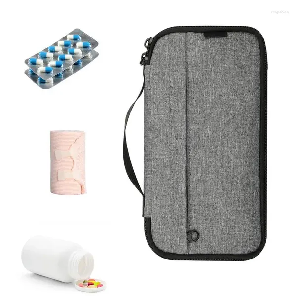 Sacos de armazenamento Medicinetravel saco impermeável medicação com alça dupla zíperes grande capacidade chaves portáteis segurando bolsa para viajar