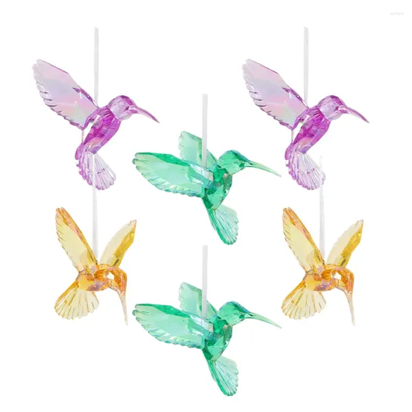 Bahçe Dekorasyonları 6 PCS Tavan Kristal Simmingbird Kolye Akrilik Hummingbirds şekil dekorasyonu