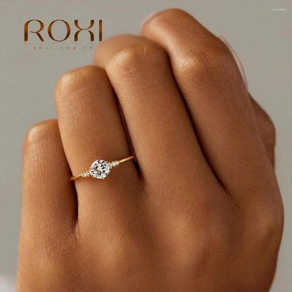 Cluster Ringe ROXI Anillos Mujer 925 Sterling Silber Sechs Klaue Kristall Für Frauen Größe 6 7 8 Finger Ring Anillo Compromiso