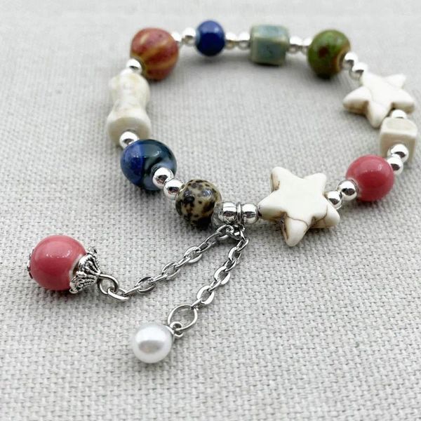 Link Armbänder C130 Mode Bunte Keramik Perlen Stern Knochen Armband Frauen Schmuck Hohe Qualität