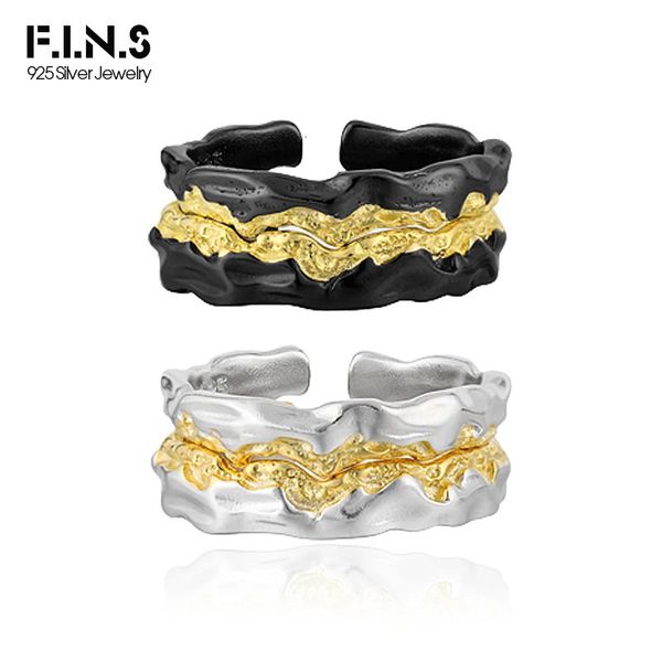 FINS Original Unregelmäßige S925 Sterling Silber Offene Ringe für Frauen Männer Farbe Trennung Gestapelt Punk Rock Finger Edlen Schmuck 240125