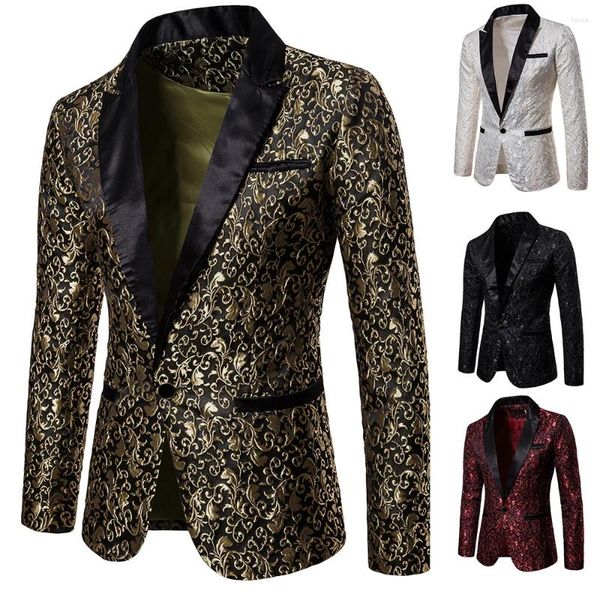 Herrenanzüge, Anzugjacke, schmal geschnitten, Jacquard, modisches Design, formell, für Hochzeit, Bankett, Arbeit, Set, Herren-Revers-Blazer