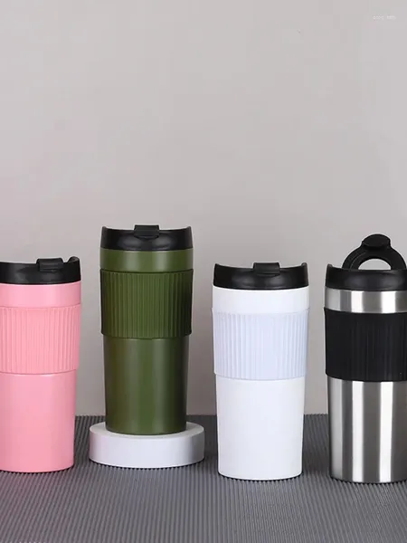 Garrafas de água personalizadas 304, copo de café fabricado à mão em aço inoxidável com tela de filtro de haste de pressão isolada para carro portátil