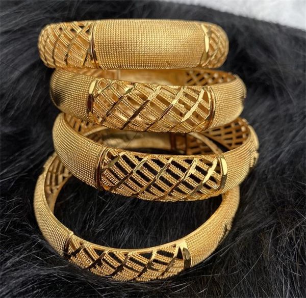 4 pçs/lote S Arábia Casamento Pulseiras de Ouro para As Mulheres Dubai Noiva Presente Etíope Pulseira África Pulseira Árabe Jóias Charme 2202221909880