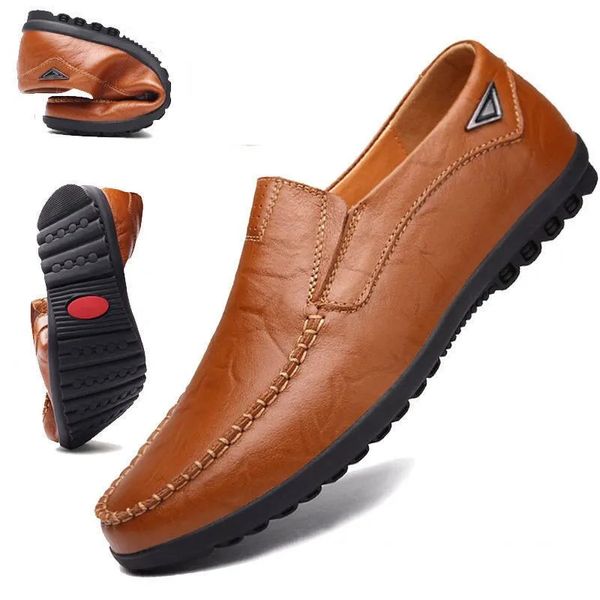 Branda genuína casual masculino para homens mocassins deslizamentos respiráveis em sapatos de condução italiana PLUS TAMANHO 47 240129 38518 S