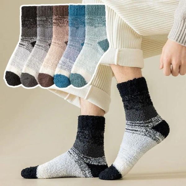 Herrensocken, warm, Korallensamt, verdickt, für den Winter, weiche Baumwolle, flauschig, für Erwachsene