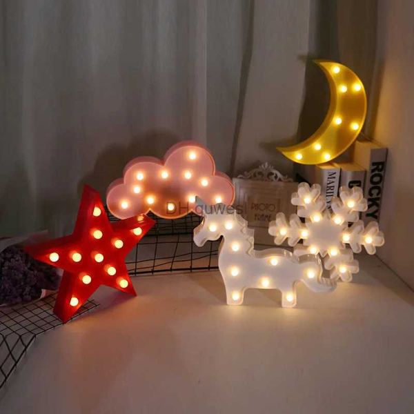 Luzes noturnas lindas de Natal LED Luzes noturnas Decoração de festa Nuvem Estrela Lua Criativa Lâmpada LED Iluminação interna para casa Desktop Kids Room Decor YQ240207