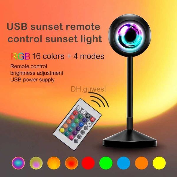 Luci notturne Lampada da tramonto RGB USB Luce notturna a led con telecomando Luce d'atmosfera portatile per soggiorno Fotografia Luci al neon YQ240207