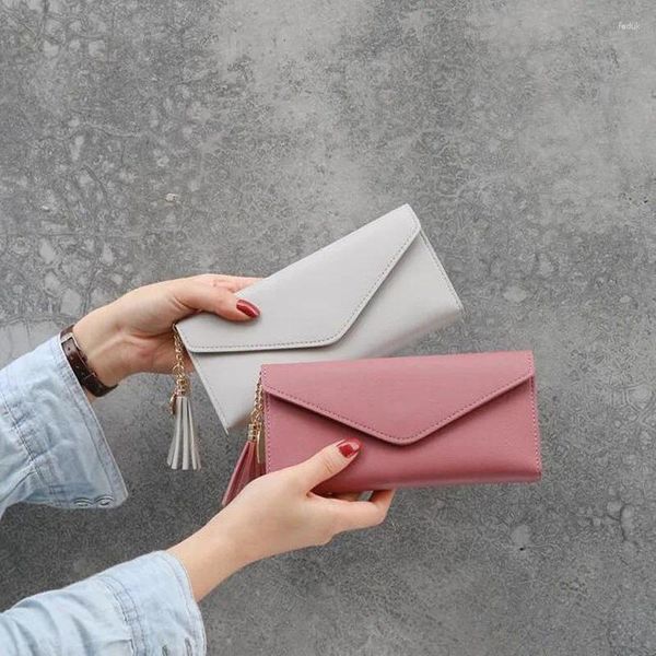 Brieftaschen Mode Damen Einfache Reißverschluss Geldbörsen Schwarz Lila Grau Rot Langer Abschnitt Clutch Wallet Weiche PU-Leder Geldtasche