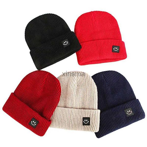 Beanie / Skull Caps Coreano Rosto Sorridente lã Malha Caps Skullcap Mulheres Mens Caps Outono Primavera Marca Skullies gorros Baggy Melon Cap chapéu de malha YQ240207