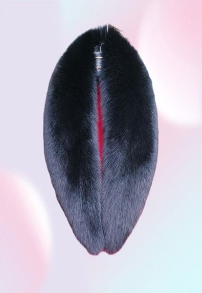 Inverno 100 preto colarinho de peles de raposa real feminino de lenço de pele de raposa natural colares envolve o pescoço lenços de pele quentes feminino 2012108352430