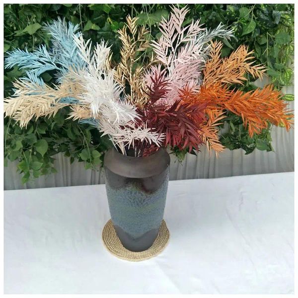 Flores decorativas rime grande folha de bambu casamento simulação decoração guia arranjo flor grama ramo rosa parede acessórios para casa mão