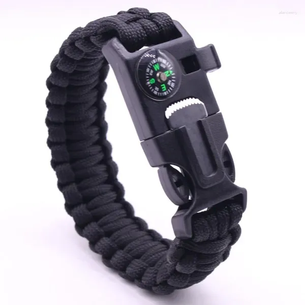 Charm Armbänder 4 in 1 Männer Frauen Paracord Outdoor Survival Armband Multifunktions Camping Rettung Notfall Seil Armreifen Kompass Pfeife