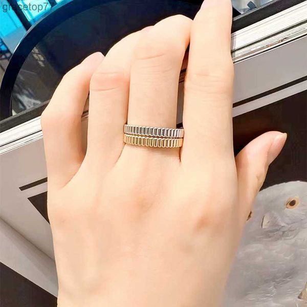 Anéis de banda de jóias de luxo novo baojia shilong luo cetim padrão reto feminino clássico simples casal anel 18k ouro rosa mhpa
