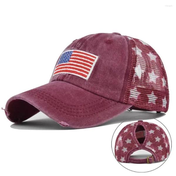 Cappellini da baseball Moda USA Flag Ricamo Berretto da baseball Donna Uomo Traspirante Cappello Hip Hop Estate Casual Maglia Snapback unisex Gorras