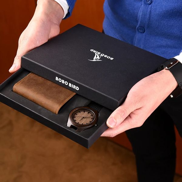 Orologi da uomo Bifold Portafoglio Uomo Orologio doganale Orologi in legno per uomo Inciso Regalo di anniversario di famiglia per figlio papà Orologi 240125