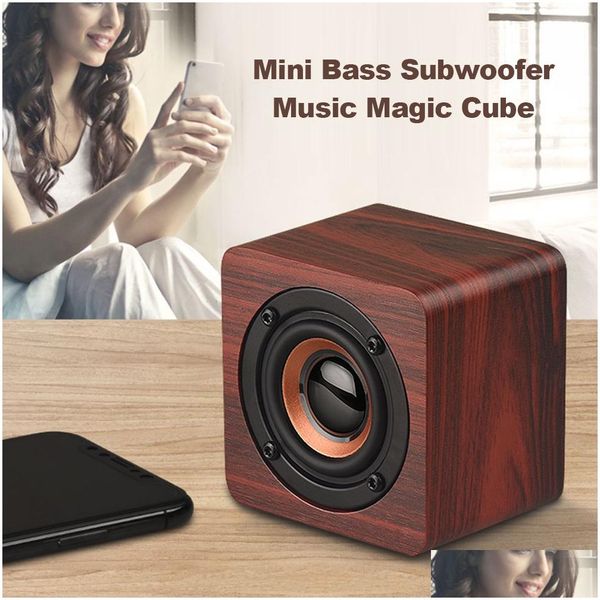 Alto-falantes portáteis Q1 De madeira Bluetooth Speaker Subwoofer sem fio Bass Powerf Sound Bar Música para Smartphone Laptop Drop Delivery Elec Dhb2X