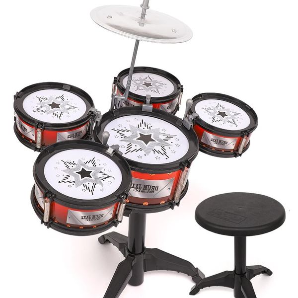 Simulation Drum Set Junior Drums Kit Jazz Percussion Musikinstrument Entwicklung Spielzeug Für Kinder Kid Geschenke 240124