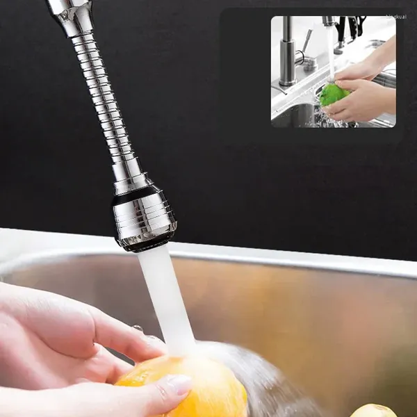 Rubinetti da cucina Soffione doccia girevole a 360° in acciaio inossidabile Prolunga per rubinetto Filtro gorgogliatore Aeratore per bagno Connettore per rubinetto per risparmio idrico