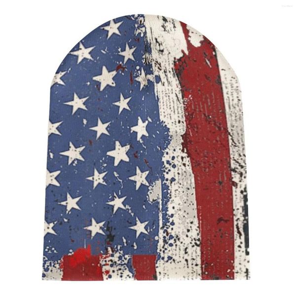 Berretti Nazione Americana USA Bandiera degli Stati Uniti Eagl Independence Day Cappello lavorato a maglia per uomo Unisex Inverno Autunno Beanie Cap Cofano caldo