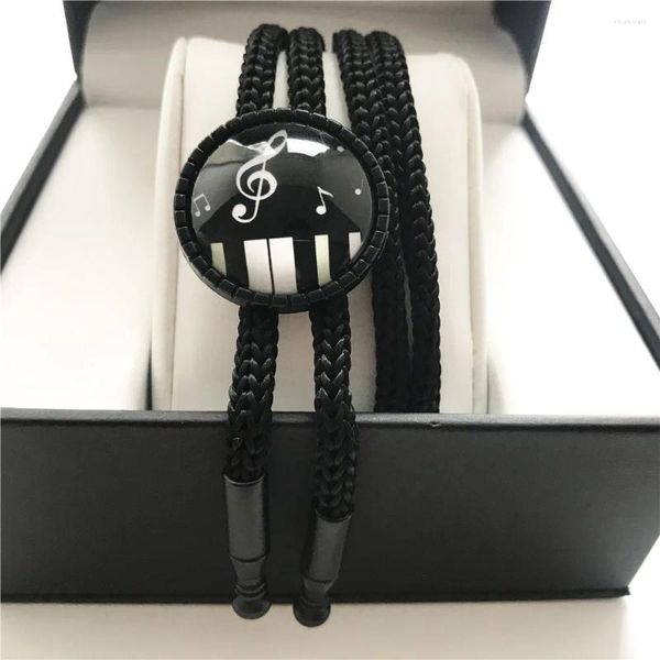 Papillon G-clef Note musicali Modello di pianoforte Uomo Donna Classico Bolo Tie Musicista Designer Gioielli Collo da indossare per feste musicali