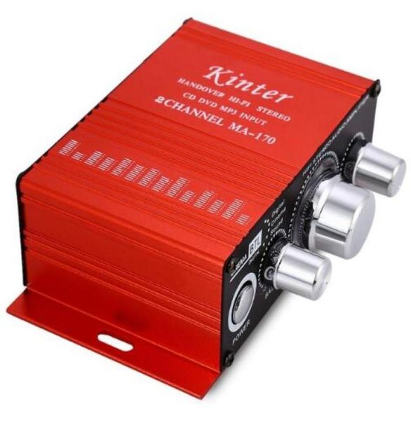 Kinter ma-170 mini 12v 100w hi-fi amplificador estéreo impulsionador dvd mp3 alto-falante vermelho para carro motocicleta modo de som áudio support5160104