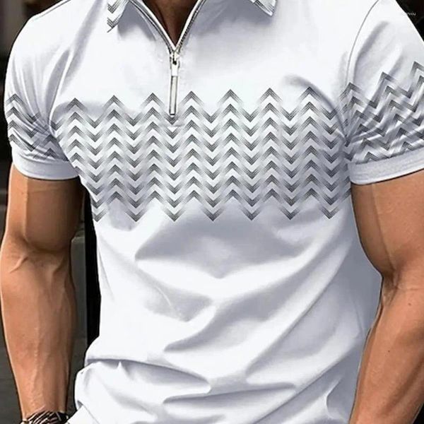 Herren-Polohemd, Übergröße, Herren-Shirt, Sommer-Oberteil, Reißverschluss, Sweatshirt, koreanische kurze Ärmel, Pullover, schlanke Farbanpassung, lässig