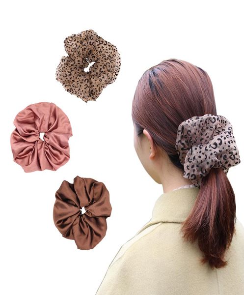 3pcs Bahar Yeni Kadın Saten Saç Bağları ve Leopar Organze Büyük boy 18 cm saç Scrunchie Saç diş etleri çizgili kumaş kauçuk bantlar 1 SE1530446